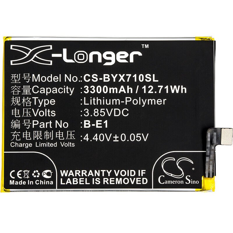 3.85V, Li-Polymer, 3300mAh, SmartPhone battery fits Bbk, Vivo, B-e1, Vivo Y71, Y71 Dual Sim, 12.71Wh Mobile, SmartPhone Cameron Sino Technology Limited (Smartphone)