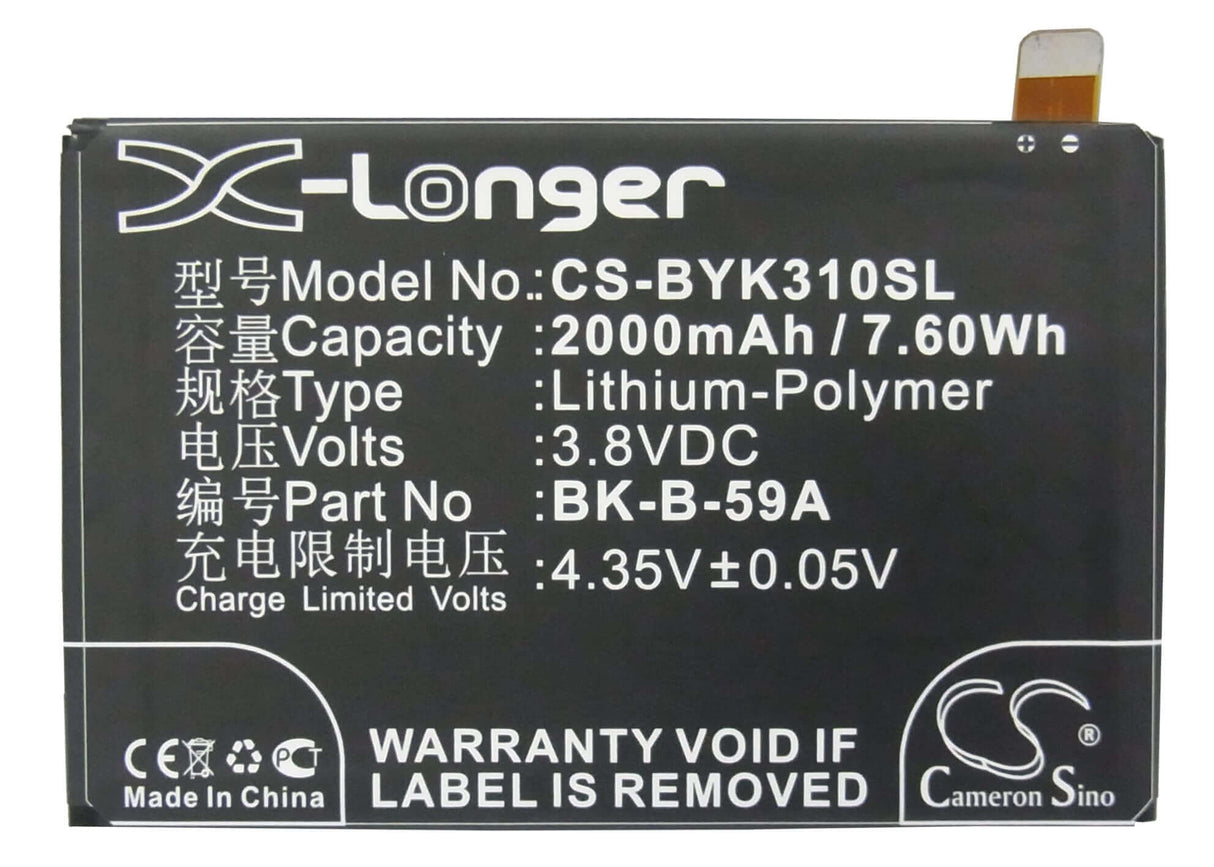 3.8V, Li-Polymer, 2000mAh, SmartPhone battery fits Bbk, Bk-b-59a, Xplay X3s, Xplay X3sw, 7.6Wh Mobile, SmartPhone Cameron Sino Technology Limited (Suspended)