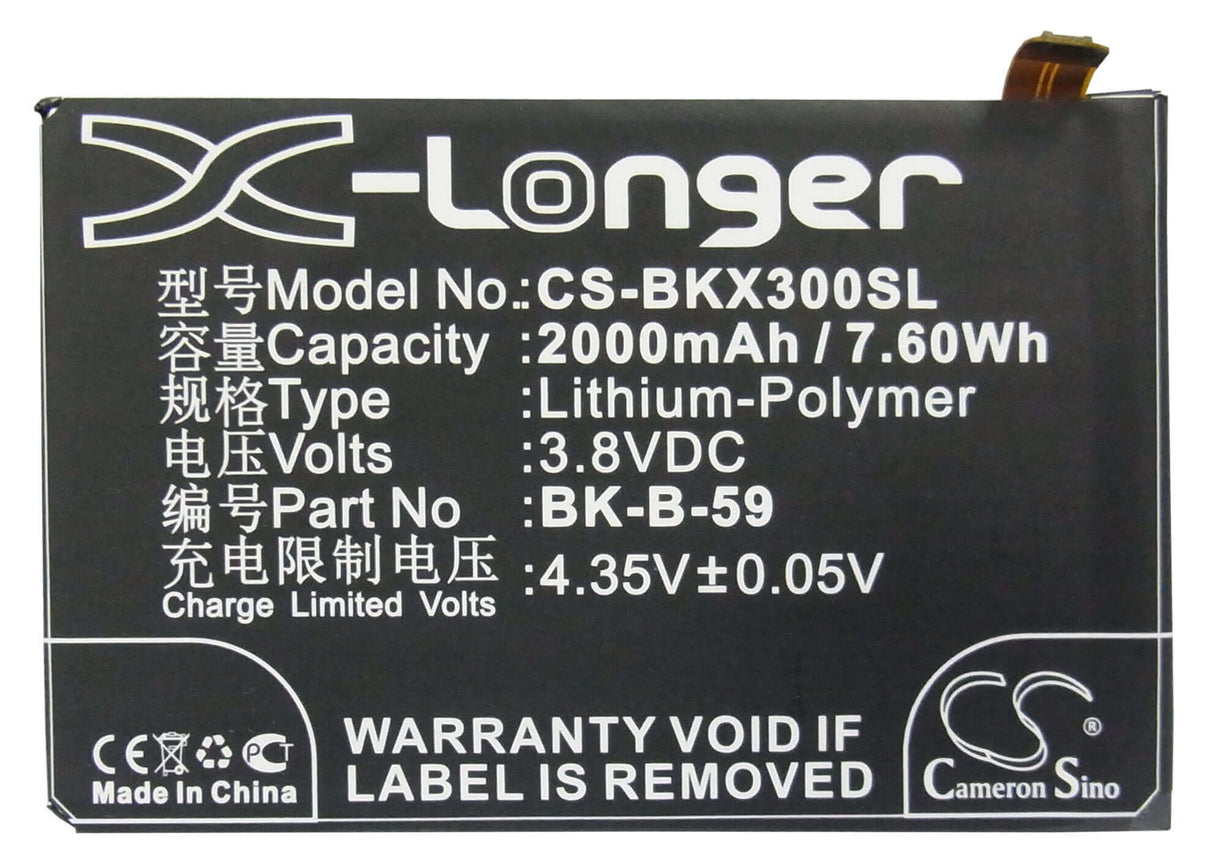 3.8V, Li-Polymer, 2000mAh, SmartPhone battery fits Bbk, Bk-b-59, Vivo X3, Xplay X3t, 7.6Wh Mobile, SmartPhone Cameron Sino Technology Limited (Suspended)