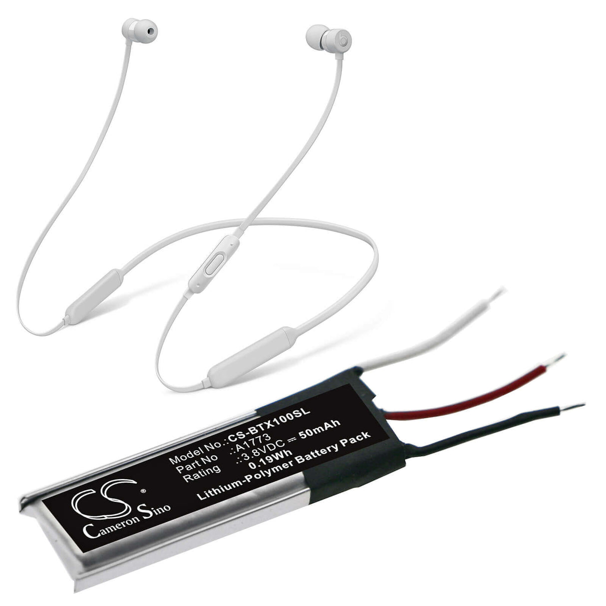 3.8V, Li-Polymer, 50mAh, Headset battery fits Beats, A1773, Beats X, Mlye2ll/a, 0.19Wh Wireless Headset Cameron Sino Technology Limited (Suspended)