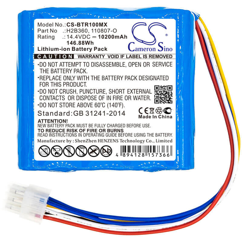 14.4V, Li-ion, 10200mAh, Medical battery fits Imt Medical, Bellavista, 030.811.020, 1000, Respirator, 146.88Wh Medical Cameron Sino Technology Limited (Dangerous Goods)