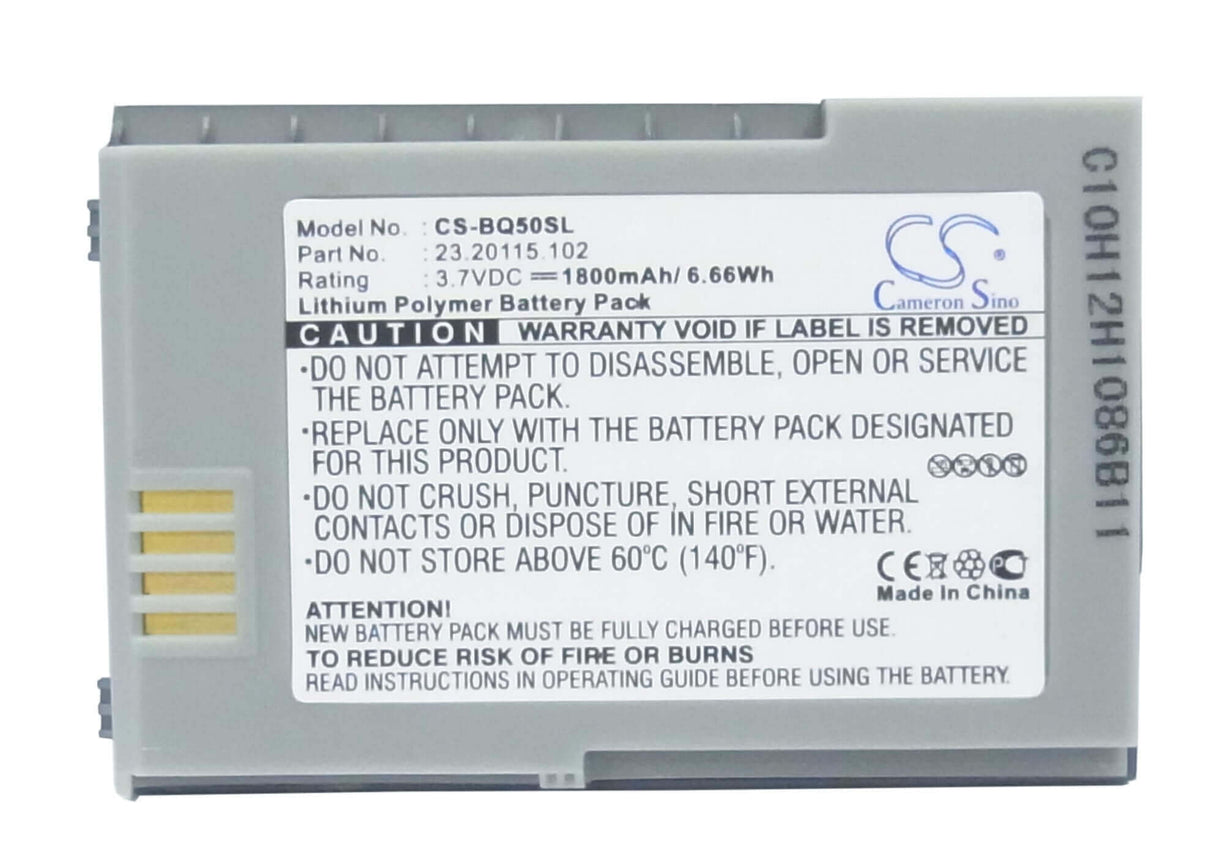 3.7V, Li-Polymer, 1800mAh, SmartPhone battery fits Benq, Benq-siemens, 23.20115.102, P50, 6.66Wh Mobile, SmartPhone Cameron Sino Technology Limited (Smartphone)