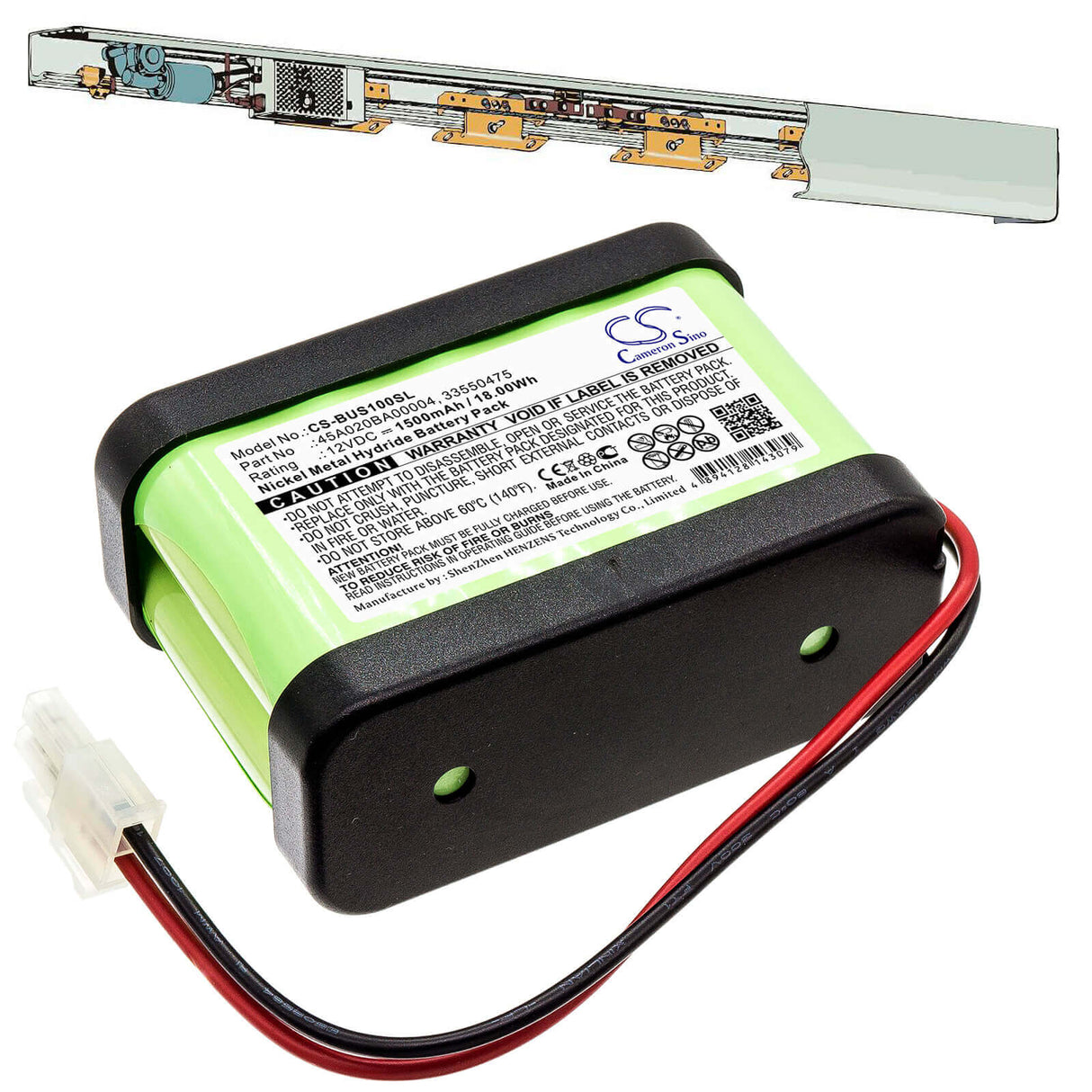 Batterie de porte automatique pour Besam, porte coulissante Unislide II, porte coulissante Unislide 12v, 1500mAh - 18,00Wh Portes automatiques Cameron Sino Technology Limited