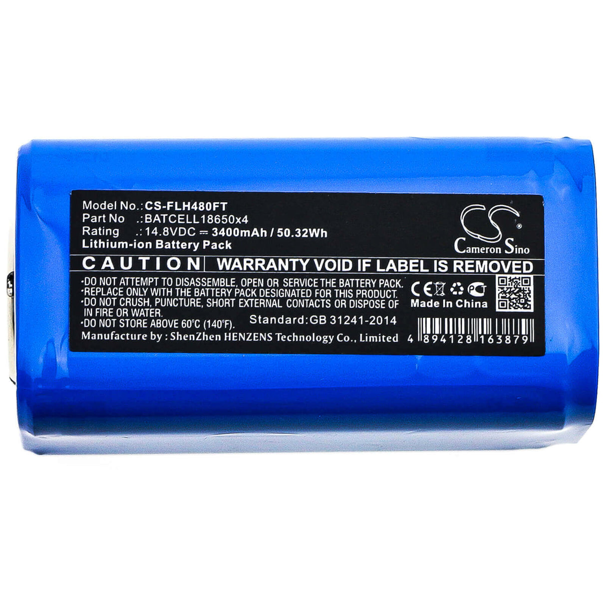 14.8V, Li-ion, 3400mAh, Flashlight battery fits Bigblue, Batcell18650x4, Tl4000p, Tl4500p, 50.32Wh Flashlight Cameron Sino Technology Limited