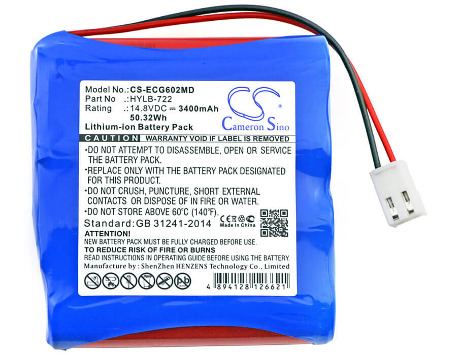14.8V, Li-ion, 3400mAh, Medical battery fits Biocare, Hylb-722, Ecg-6010, Ecg-6020, 50.32Wh Medical Cameron Sino Technology Limited (Medical)