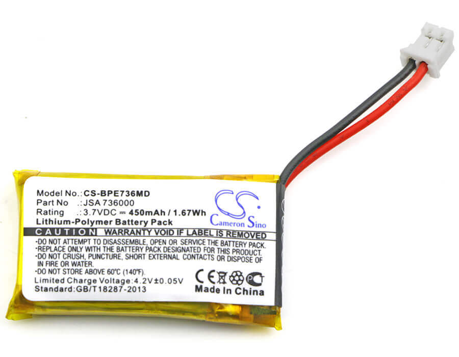 3.7V, Li-Polymer, 450mAh, batterie médicale adaptée à Biohit, Sa 736000, Pipettes multicanaux, Picus, 1.67Wh Medical Cameron Sino Technology Limited (Médical)