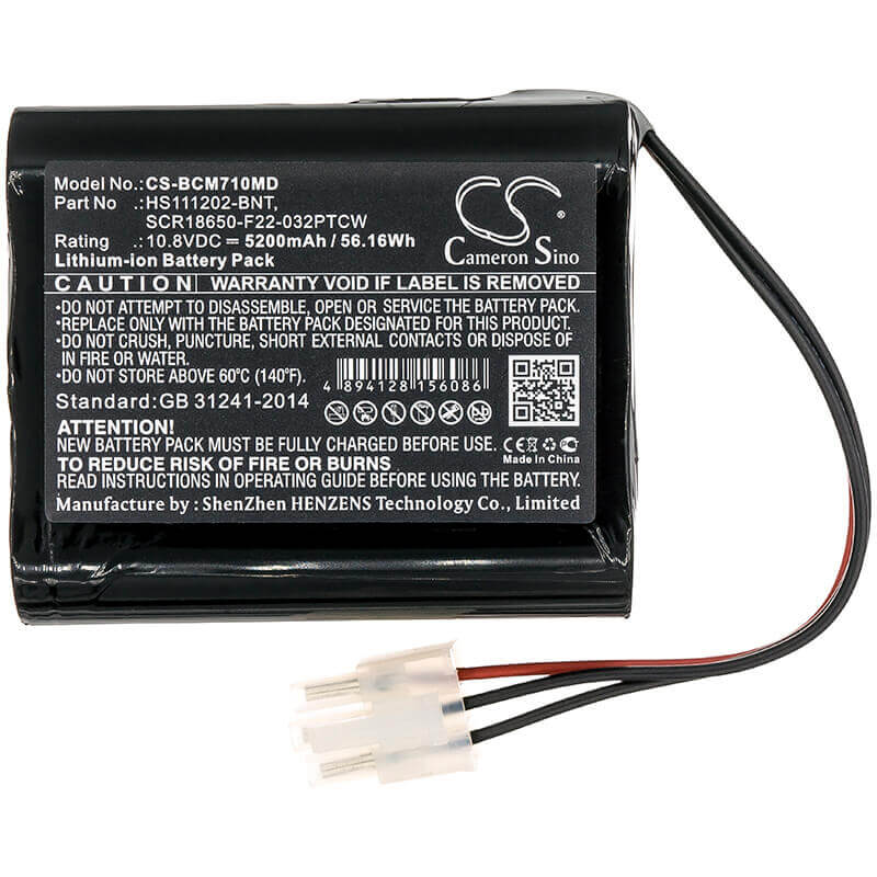 10.8V, Li-ion, 5200mAh, Medical battery fits Bionet, Hs111202-bnt, Bm7vet Optional, 56.16Wh Medical Cameron Sino Technology Limited (Suspended)