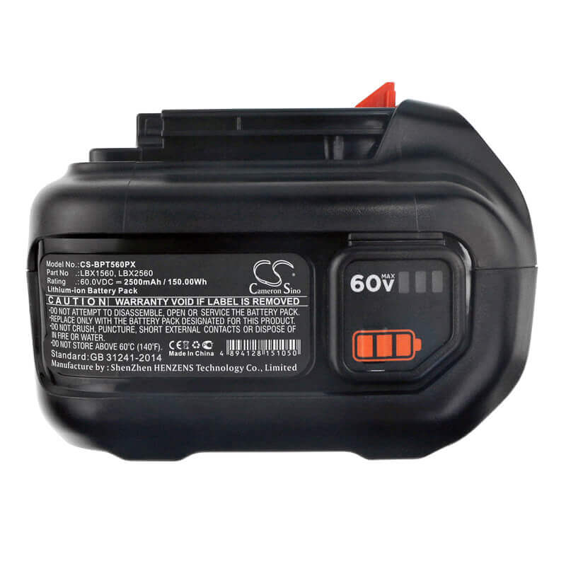 60.0V, Li-ion, 2500mAh, Lawn Mowers battery fits Black & Decker, Lbx1560, 60v Max Blower, 60v Max Powerswap 20 Cordless, 150.00Wh Lawn Mowers Cameron Sino Technology Limited (Dangerous Goods)