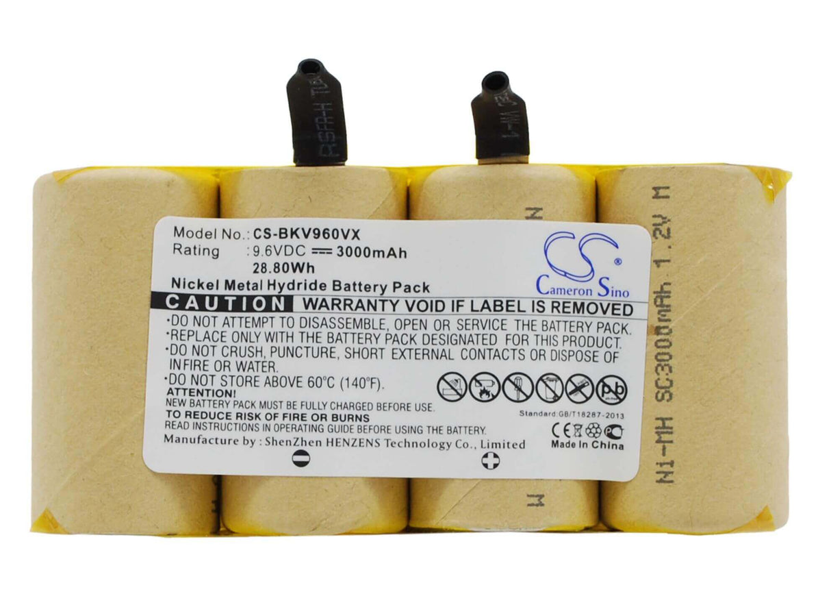 9.6V, Ni-MH, 3000mAh, Vacuum battery fits Black & Decker, Dv9605, 28.80Wh Vacuum Cameron Sino Technology Limited