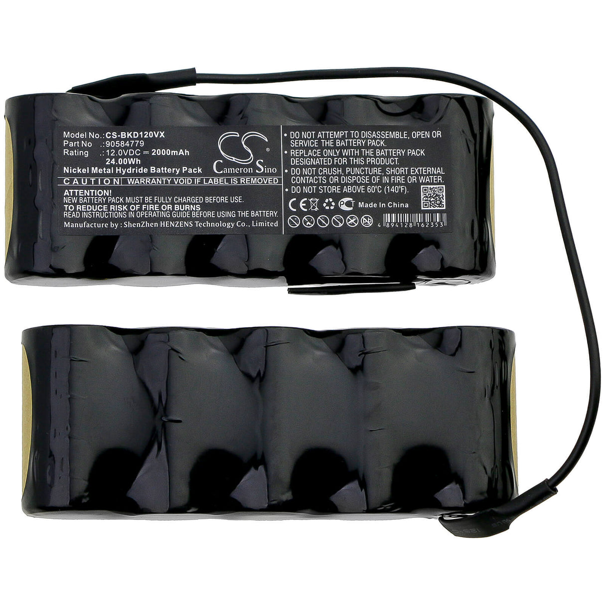 12.0V, Ni-MH, 2000mAh, Vacuum battery fits Black & Decker, Dustbuster Flexi Cyclonic Acti, Flexi Pd1080 H2, Pd1200 H1, 24.00Wh Vacuum Cameron Sino Technology Limited