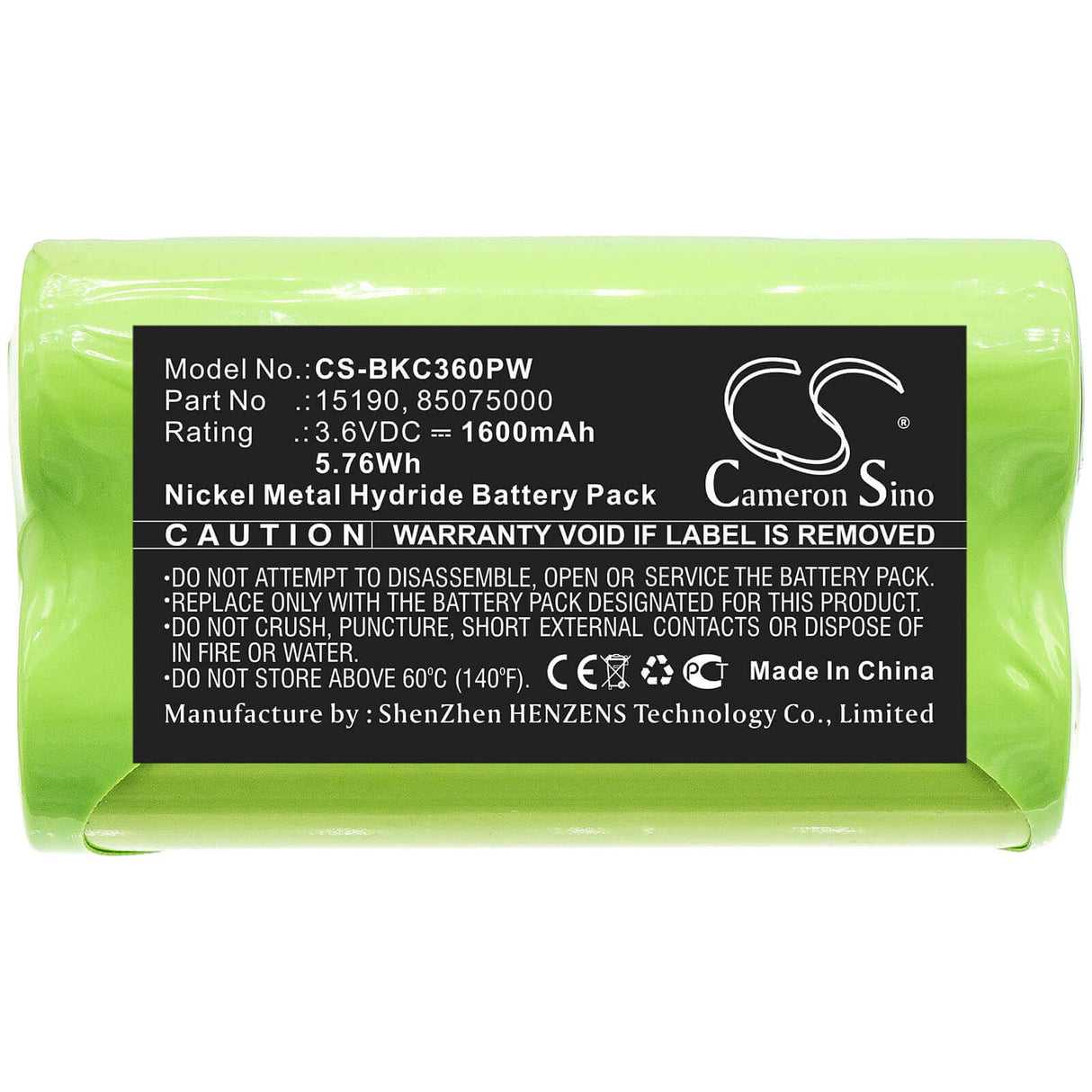 3.6V, Ni-MH, 1600mAh, Power Tools battery fits Black & Decker, 15190, Kc360h, 5.76Wh Power Tools Cameron Sino Technology Limited (Power Tools)