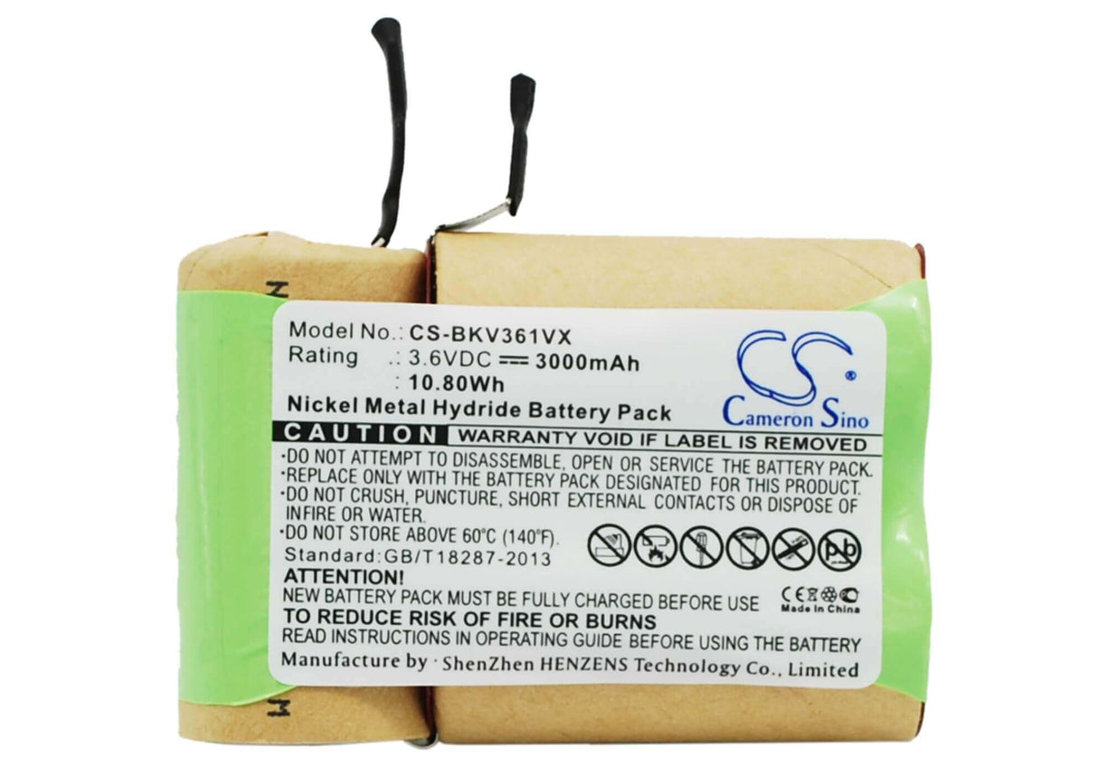 3.6V, Ni-MH, 3000mAh, Vacuum battery fits Black & Decker, V3600, V3603, V3610, 10.80Wh Vacuum Cameron Sino Technology Limited