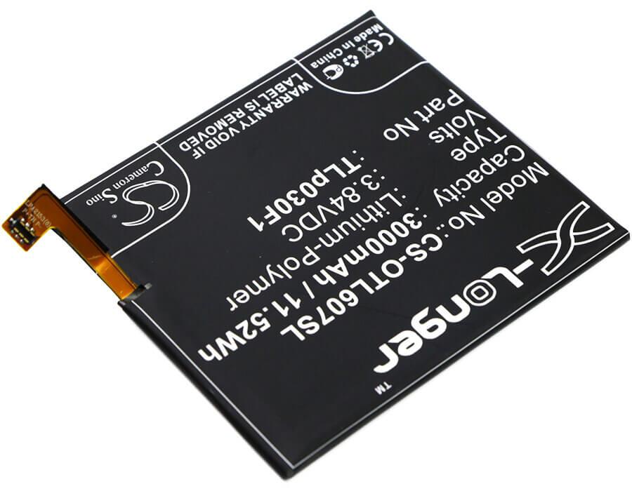 3.84V, Li-Polymer, 3000mAh, SmartPhone battery fits Alcatel, Blackberry, Vodafone, Cac3000020c1, Idol 4 Pro, Idol 4s Dual Sim, 11.52Wh Mobile, SmartPhone Cameron Sino Technology Limited (Smartphone)