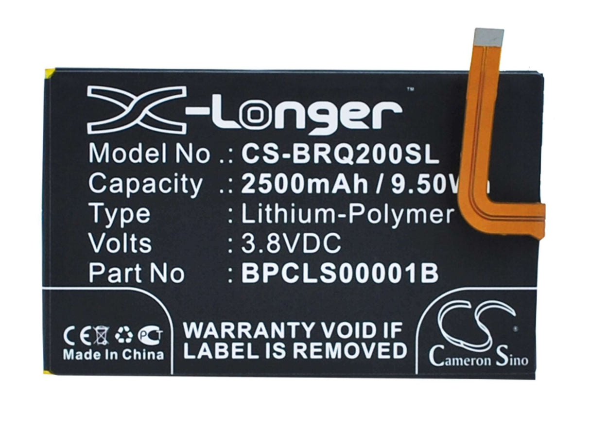 3.8V, Li-Polymer, 2500mAh, SmartPhone battery fits Blackberry, 1icp4/59/93, Classic, Classic 4g, 9.5Wh Mobile, SmartPhone Cameron Sino Technology Limited (Smartphone)