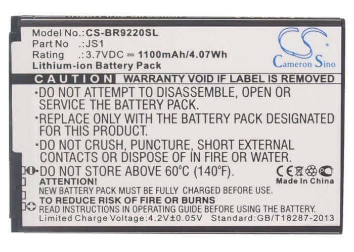 3.7V, Li-ion, 1100mAh, SmartPhone battery fits Blackberry, Js1, Curve 9220, Curve 9230, 4.07Wh Mobile, SmartPhone Cameron Sino Technology Limited (Suspended)