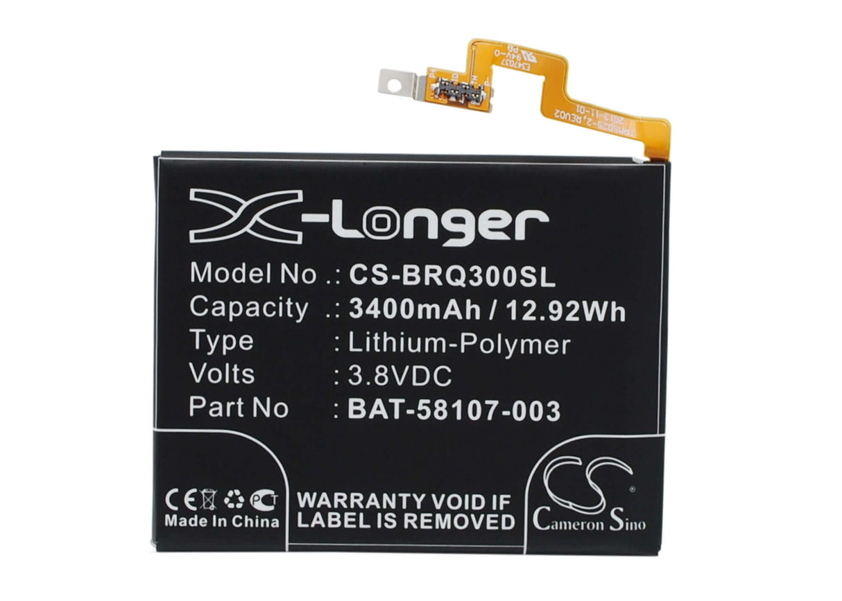 3.8V, Li-Polymer, 3400mAh, SmartPhone battery fits Blackberry, Bat-58107-003, Passport, Passport 4g, 12.92Wh Mobile, SmartPhone Cameron Sino Technology Limited (Smartphone)
