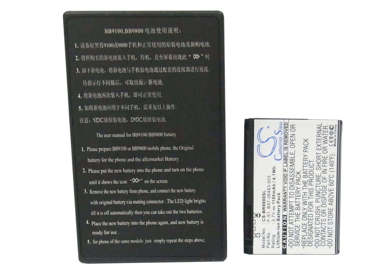 3.7V, Li-ion, 1100mAh, SmartPhone battery fits Blackberry, Bat-26483-003, Jennings, Torch, 4.07Wh Mobile, SmartPhone Cameron Sino Technology Limited (Suspended)