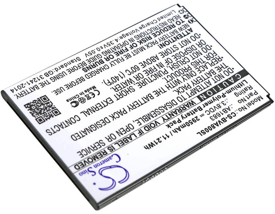 3.8V, Li-Polymer, 2950mAh, SmartPhone battery fits Blackview, Ab1683, A8 Max, 11.21Wh Mobile, SmartPhone Cameron Sino Technology Limited (Smartphone)