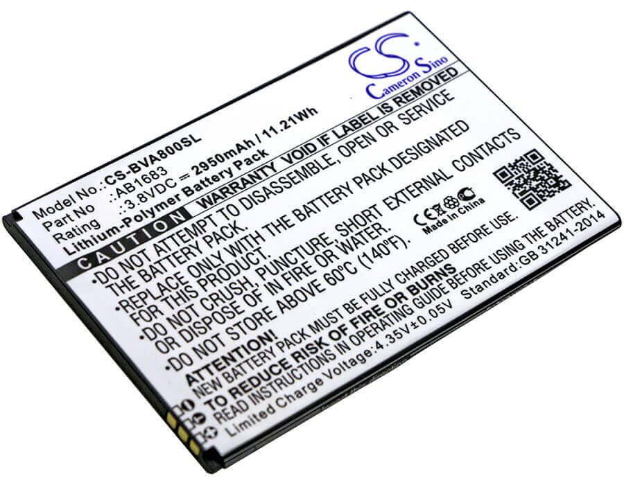 3.8V, Li-Polymer, 2950mAh, SmartPhone battery fits Blackview, Ab1683, A8 Max, 11.21Wh Mobile, SmartPhone Cameron Sino Technology Limited (Smartphone)
