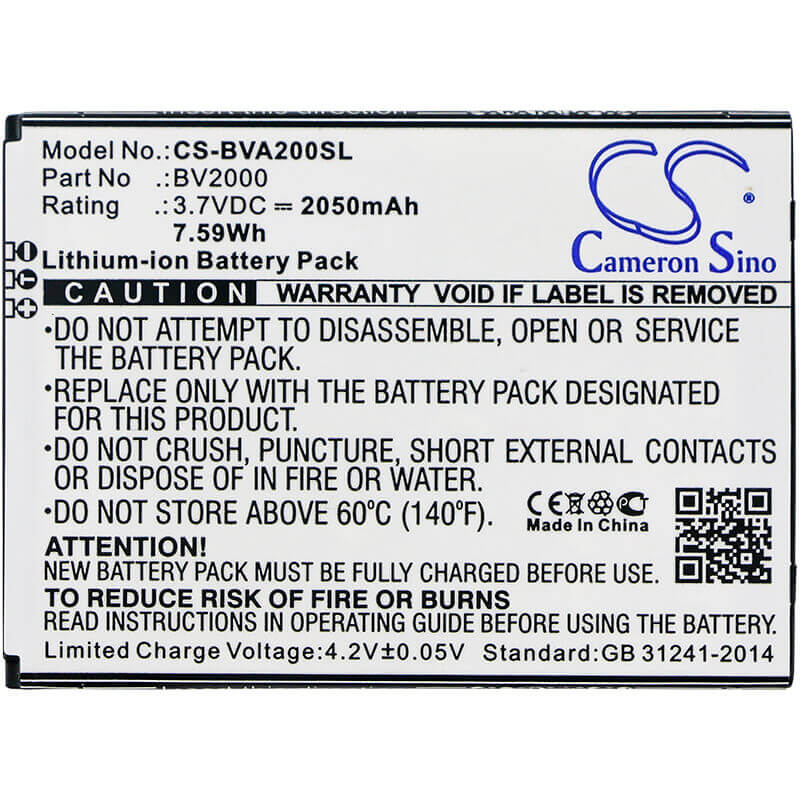 3.7V, Li-ion, 2050mAh, SmartPhone battery fits Blackview, Bv2000, Bv2000, 7.59Wh Mobile, SmartPhone Cameron Sino Technology Limited (Smartphone)