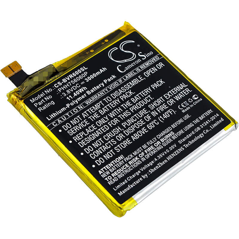 3.8V, Li-Polymer, 3000mAh, SmartPhone battery fits Blackview, Phh756060p, Bv6000, Bv6000s, 11.4Wh Mobile, SmartPhone Cameron Sino Technology Limited (Smartphone)