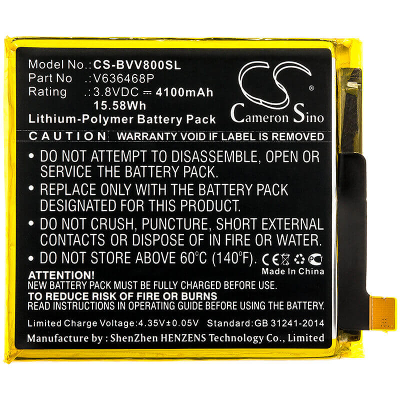 3.8V, Li-Polymer, 4100mAh, SmartPhone battery fits Blackview, V636468p, Bv8000, 15.58Wh Mobile, SmartPhone Cameron Sino Technology Limited (Smartphone)