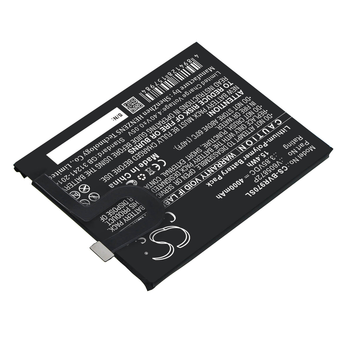 3.85V, Li-Polymer, 4000mAh, SmartPhone battery fits Blackview, V605872p, Bv9700, 15.4Wh Mobile, SmartPhone Cameron Sino Technology Limited (Smartphone)