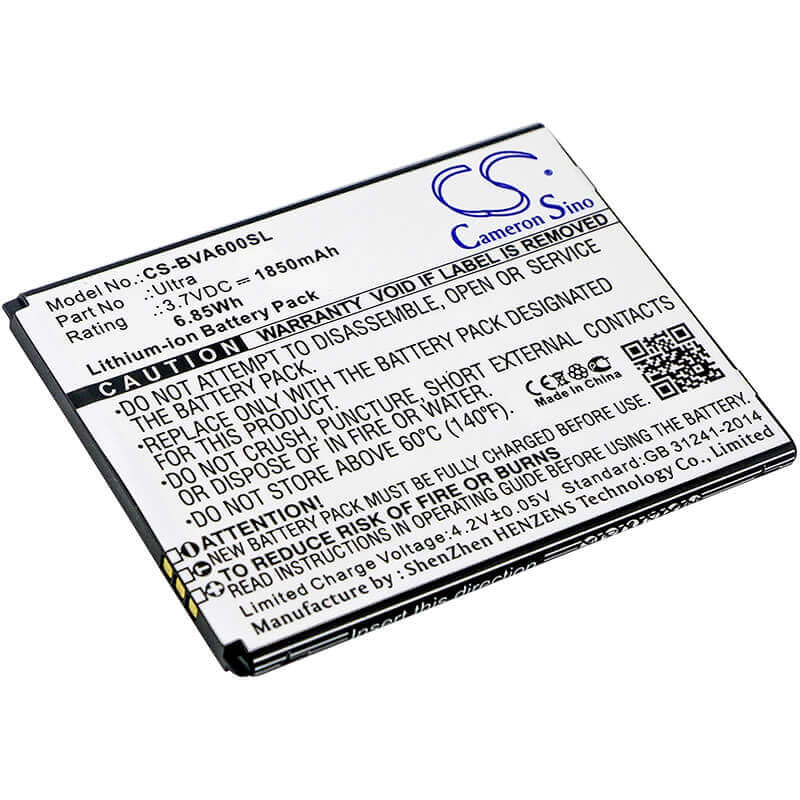 3.7V, Li-ion, 1850mAh, SmartPhone battery fits Blackview, Ultra, A6, Ultra, 6.85Wh Mobile, SmartPhone Cameron Sino Technology Limited (Smartphone)