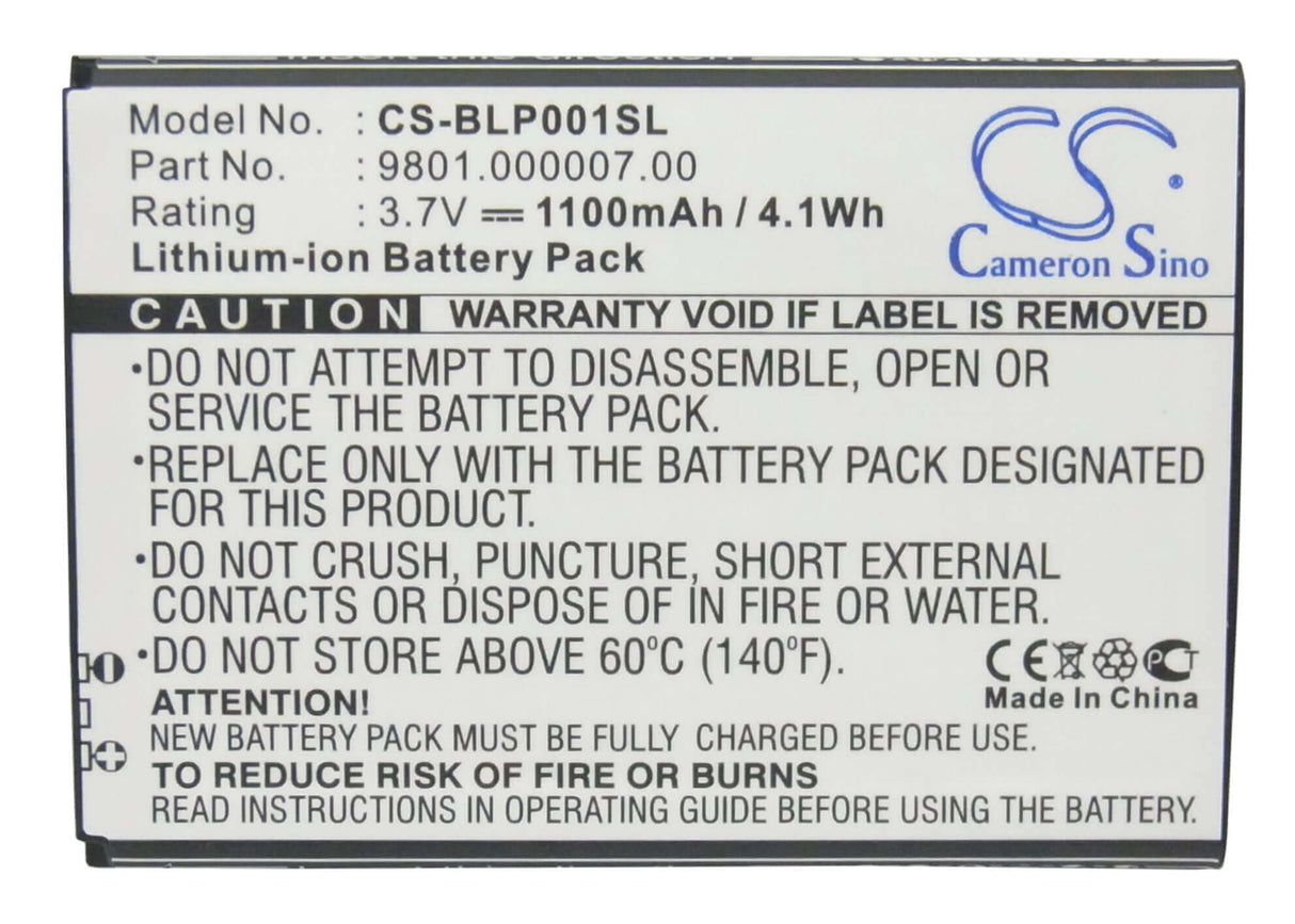 3.7V, Li-ion, 1100mAh, SmartPhone battery fits Blaupunkt, 9801.000007.00, America, 4.07Wh Mobile, SmartPhone Cameron Sino Technology Limited (Smartphone)