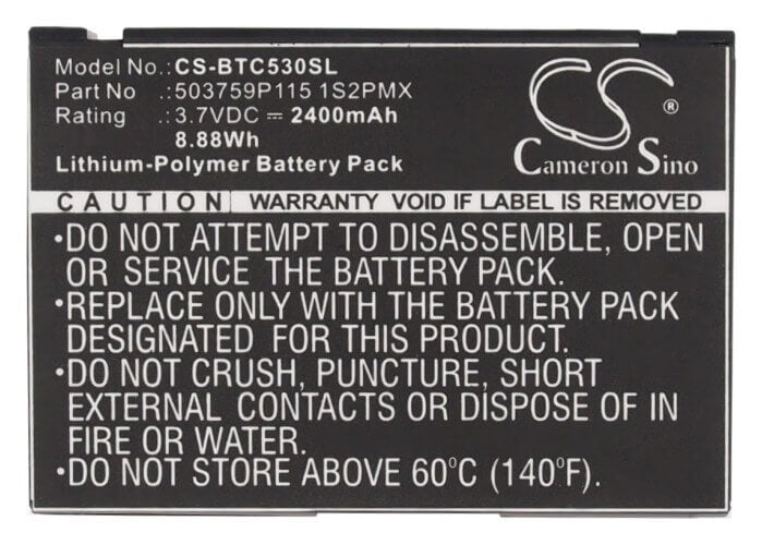 3,7V, Li-Polymer, 2400mAh, batterie GPS compatible avec Blaupunkt, 503759p115 1s2pmx, Lucca 5.3, 8,88Wh GPS, Navigator Cameron Sino Technology Limited