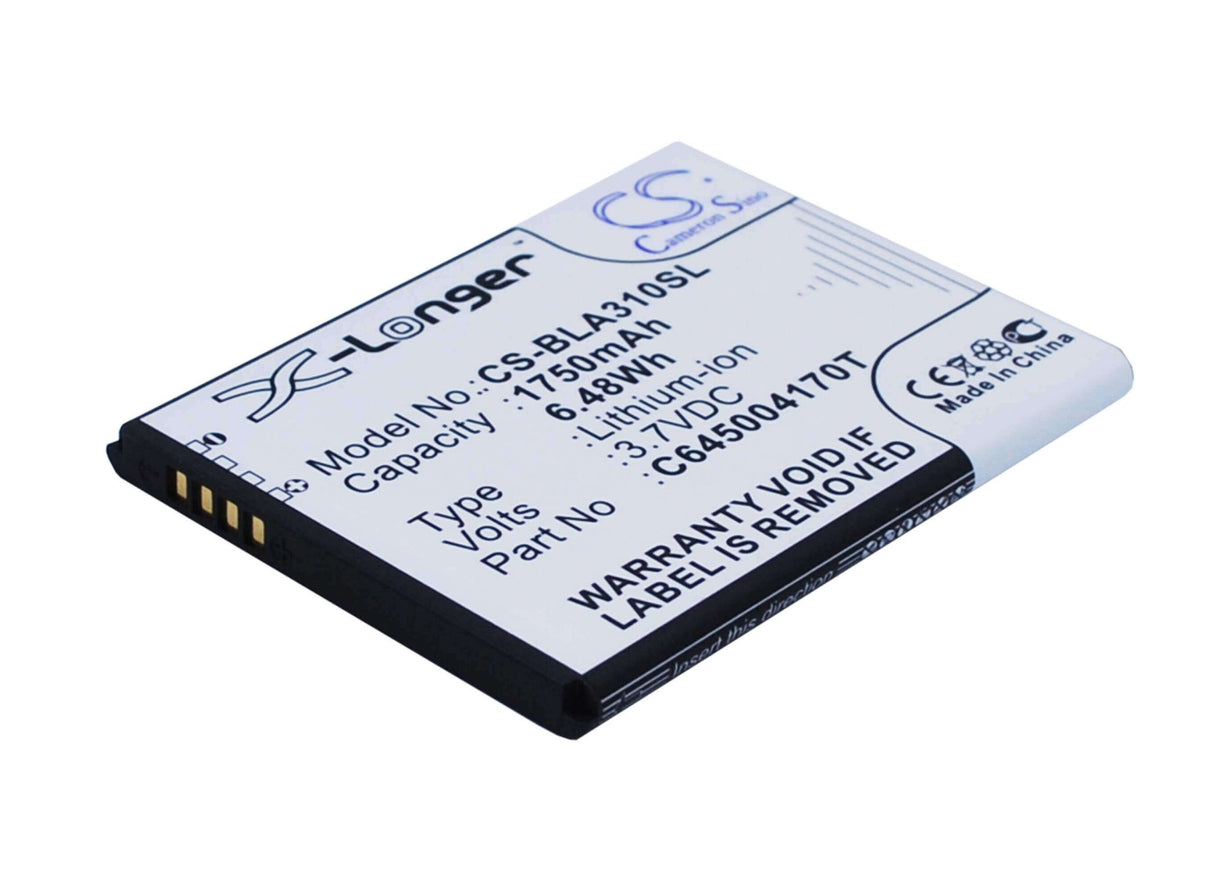 3.7V, Li-ion, 1750mAh, SmartPhone battery fits Blu, C645004170t, A310, Advance 4.5, 6.48Wh Mobile, SmartPhone Cameron Sino Technology Limited (Smartphone)