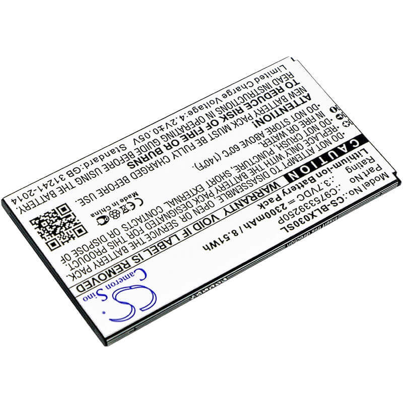 3.7V, Li-ion, 2300mAh, SmartPhone battery fits Blu, C975339250p, D0030uu, Dash X Plus Lte, 8.51Wh Mobile, SmartPhone Cameron Sino Technology Limited (Smartphone)