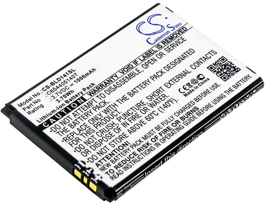 3.7V, Li-ion, 1000mAh, SmartPhone battery fits Blu, C654405140t, D140k, D141k, 3.7Wh Mobile, SmartPhone Cameron Sino Technology Limited (Smartphone)