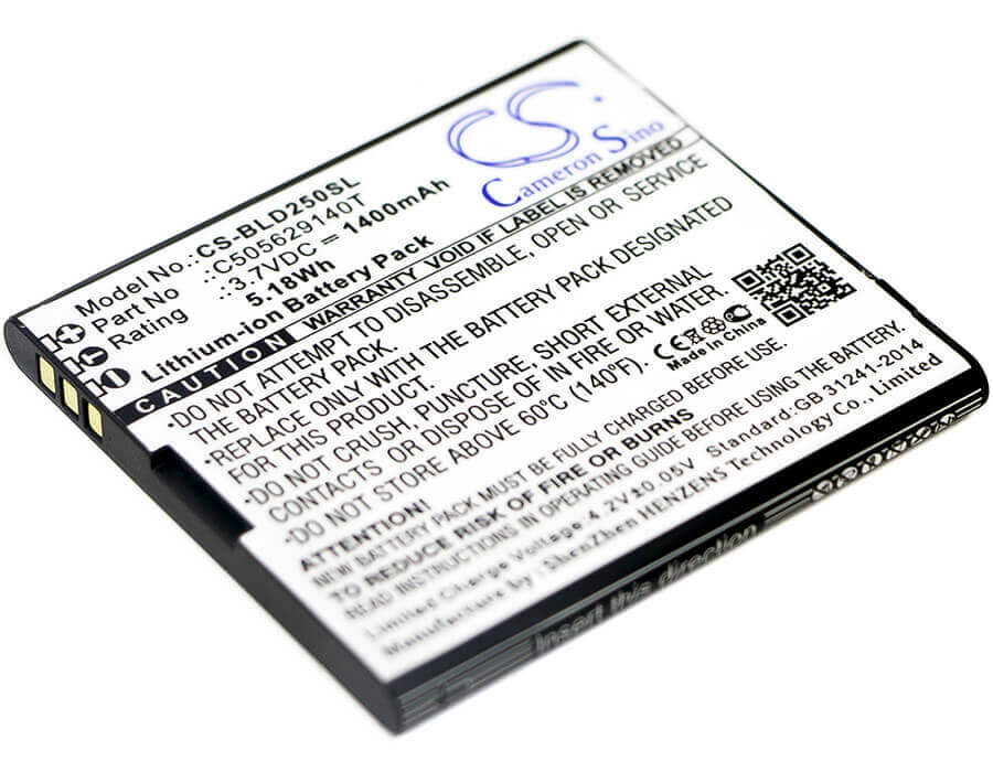 3.7V, Li-ion, 1400mAh, SmartPhone battery fits Blu, C505629140i, D250, D390, 5.18Wh Mobile, SmartPhone Cameron Sino Technology Limited (Smartphone)