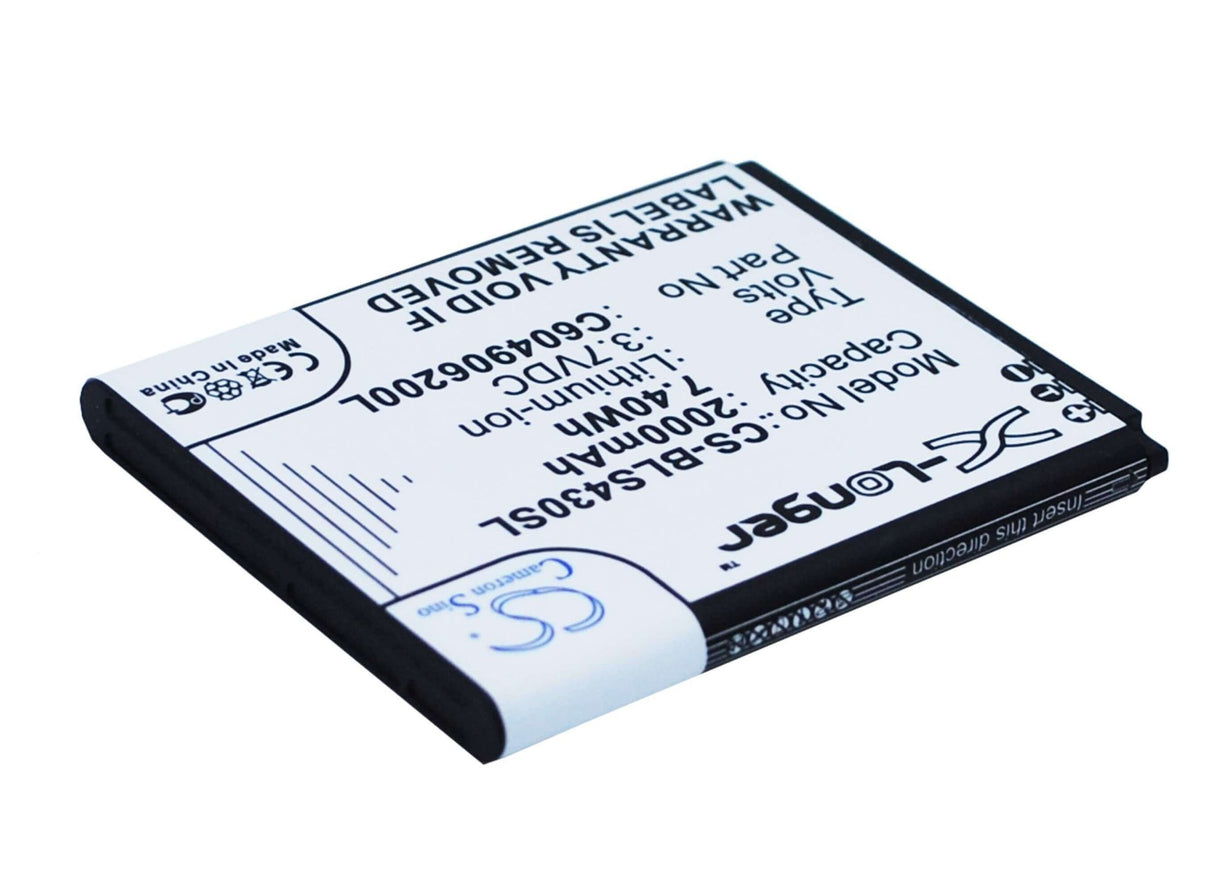 3.7V, Li-ion, 2000mAh, SmartPhone battery fits Blu, C604905200t, D310, Dash 4.5, 7.4Wh Mobile, SmartPhone Cameron Sino Technology Limited (Smartphone)