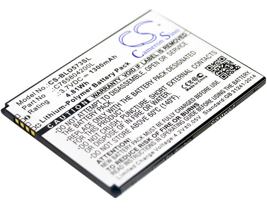 3.7V, Li-Polymer, 1300mAh, SmartPhone battery fits Blu, C765804200l, D572, Studio 5.0s Ii, 4.81Wh Mobile, SmartPhone Cameron Sino Technology Limited (Suspended)