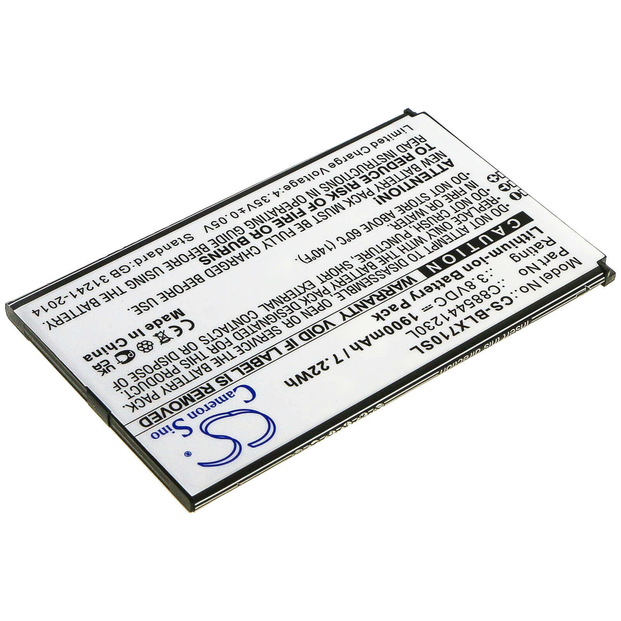 3.8V, Li-ion, 1900mAh, SmartPhone battery fits Blu, C885441230l, D710l, D710u, 7.22Wh Mobile, SmartPhone Cameron Sino Technology Limited (Smartphone)