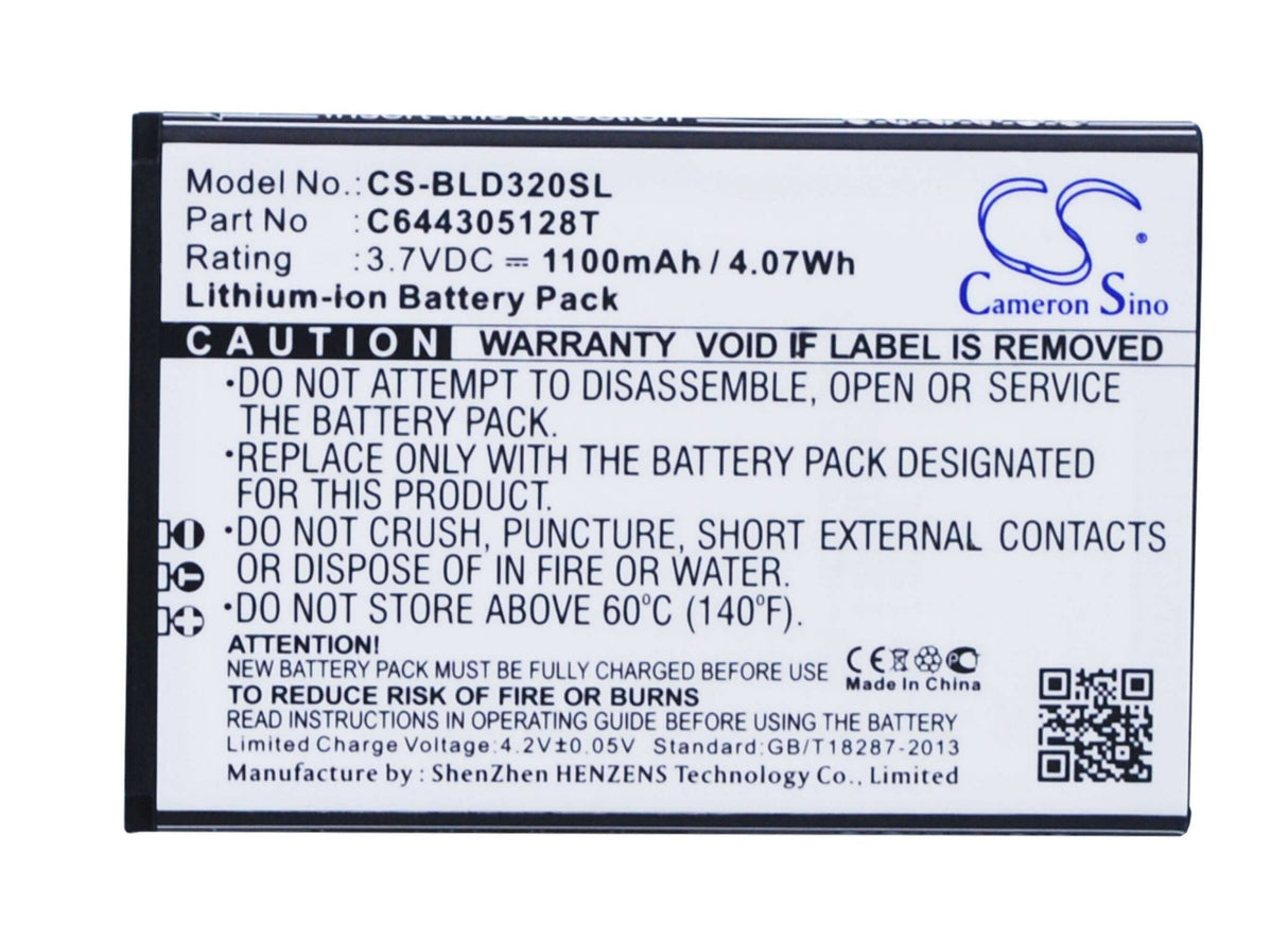 3.7V, Li-ion, 1100mAh, SmartPhone battery fits Blu, C644305128t, Dash 3.2, 4.07Wh Mobile, SmartPhone Cameron Sino Technology Limited (Smartphone)