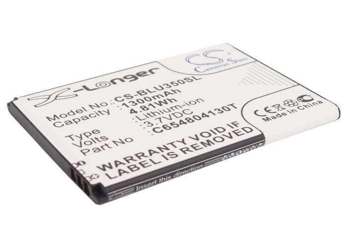 3.7V, Li-ion, 1300mAH, SmartPhone battery fits Blu, C654804130t, D170, Dash 3.5, 4.81Wh Mobile, SmartPhone Cameron Sino Technology Limited (Smartphone)