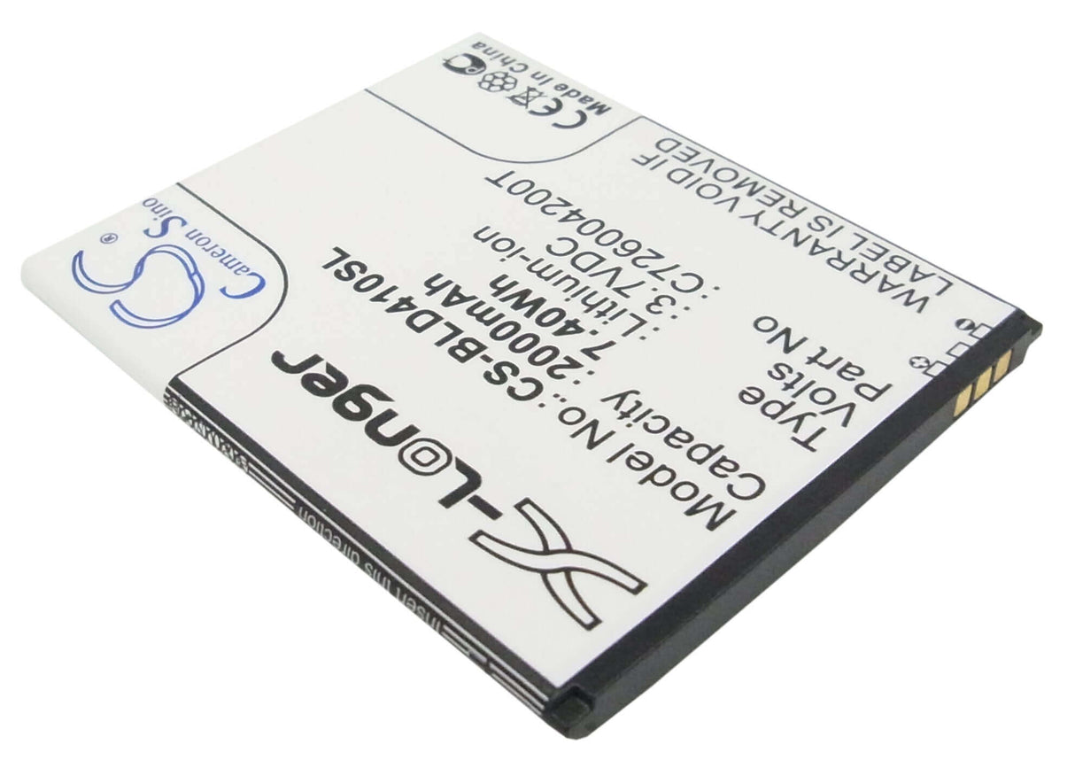 3.7V, Li-ion, 2000mAh, SmartPhone battery fits Blu, C726004200t, D410, D410a, 7.4Wh Mobile, SmartPhone Cameron Sino Technology Limited (Smartphone)