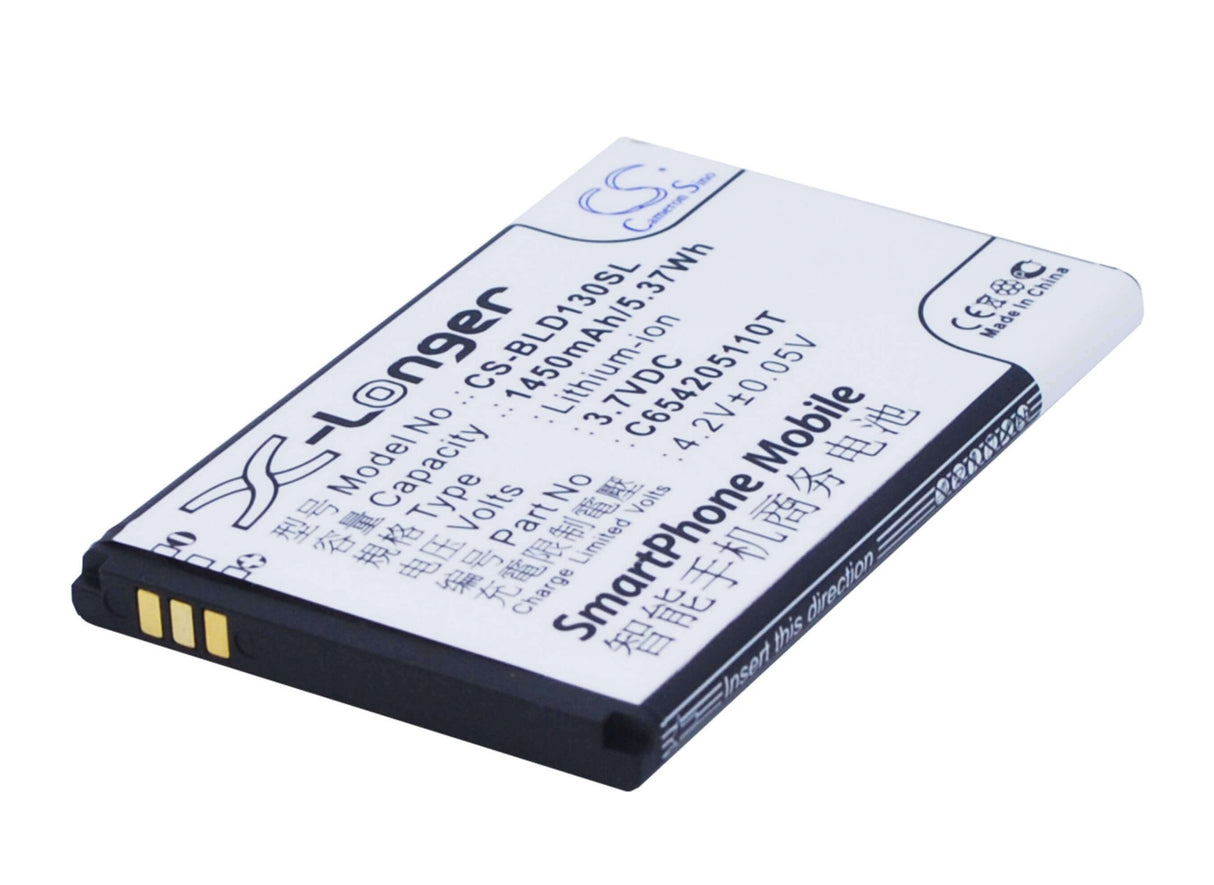 3.7V, Li-ion, 1450mAh, SmartPhone battery fits Blu, C654205110t, A130a, D120, 5.37Wh Mobile, SmartPhone Cameron Sino Technology Limited (Smartphone)