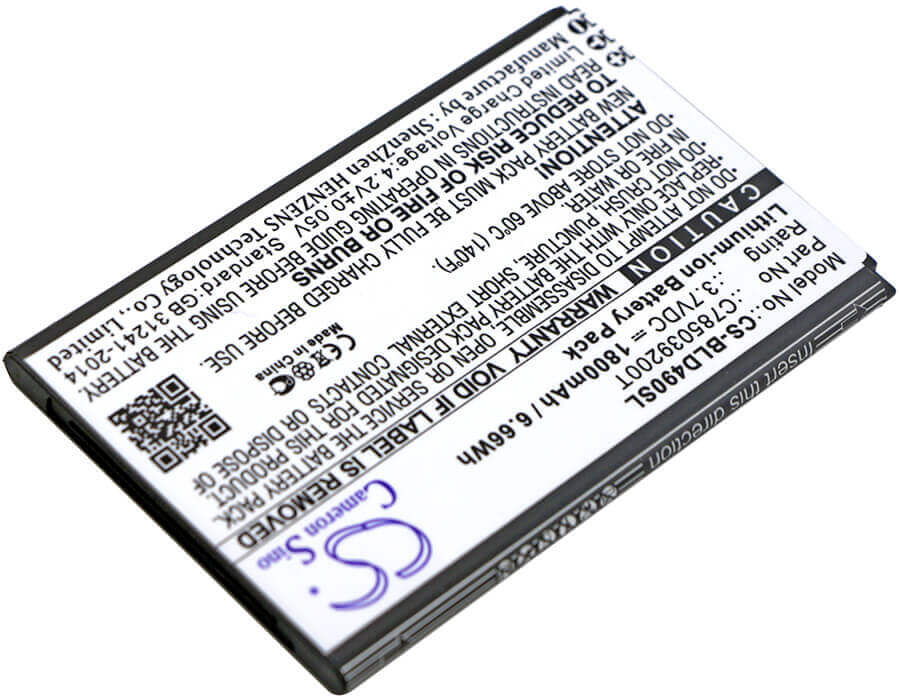 3.7V, Li-ion, 1800mAh, SmartPhone battery fits Blu, C785039200t, D090, D090l, 6.66Wh Mobile, SmartPhone Cameron Sino Technology Limited (Smartphone)