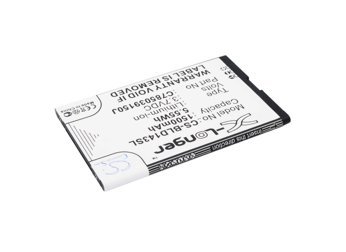 3.7V, Li-ion, 1500mAh, SmartPhone battery fits Blu, C785039150j, D143k, Dash Jr 4.0 K, 5.55Wh Mobile, SmartPhone Cameron Sino Technology Limited (Smartphone)