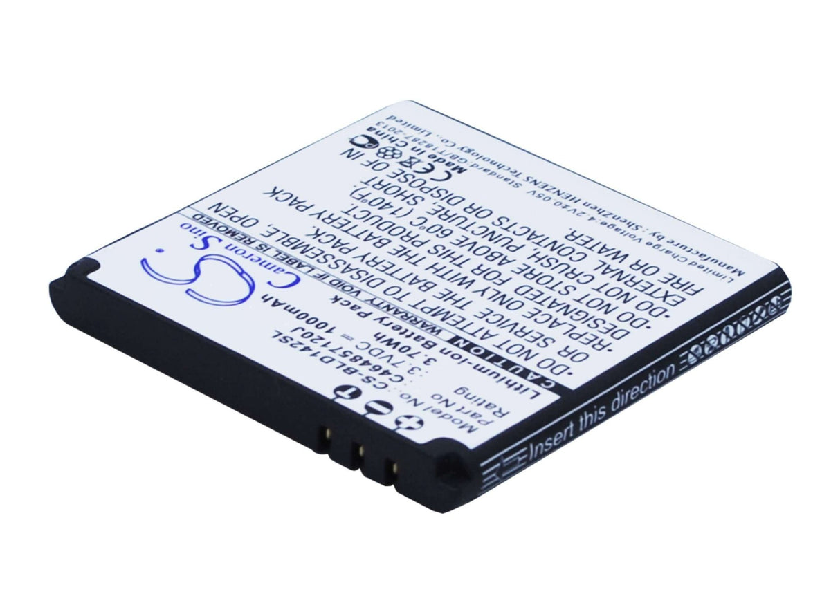 3.7V, Li-ion, 1000mAH, SmartPhone battery fits Blu, C464857120j, D142, Dash Jr 4.0, 3.7Wh Mobile, SmartPhone Cameron Sino Technology Limited (Suspended)