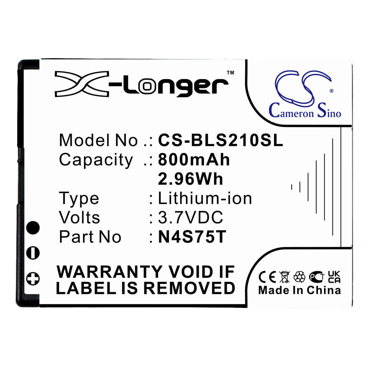 3.7V, Li-ion, 800mAh, SmartPhone battery fits Binatone, Aeg, Brondi, Blu, N4s75j, Voxtel M320, 2.96Wh Mobile, SmartPhone Cameron Sino Technology Limited (Smartphone)