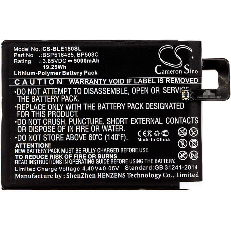 3.85V, Li-Polymer, 5000mAh, SmartPhone battery fits Blu, Bp503c, E150, E150q, 19.25Wh Mobile, SmartPhone Cameron Sino Technology Limited (Smartphone)
