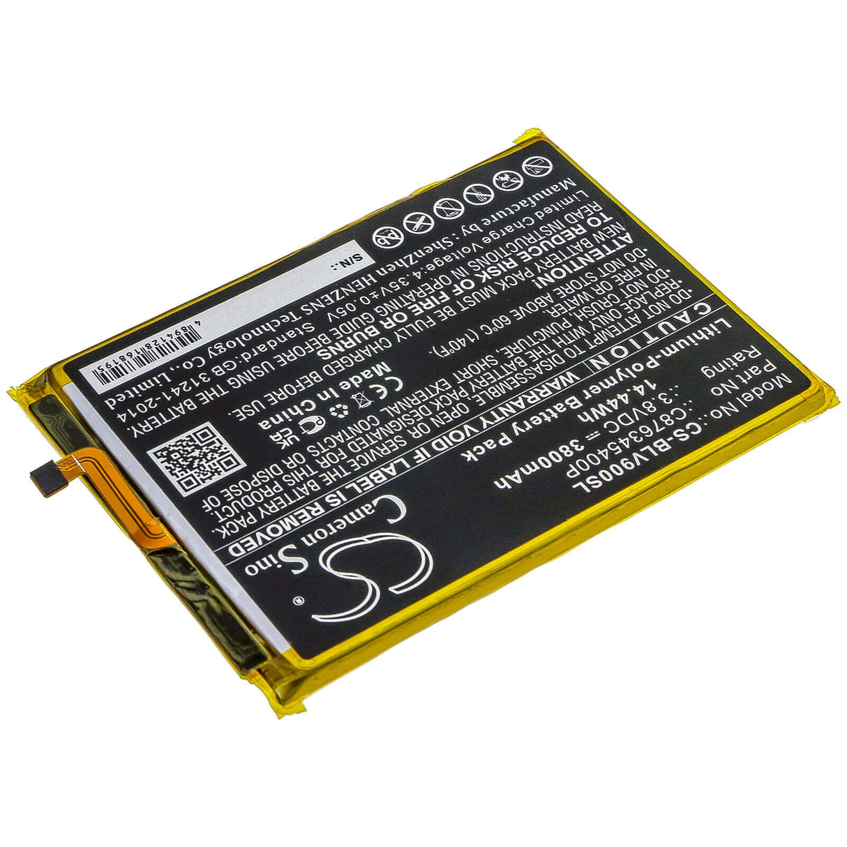 3.8V, Li-Polymer, 3800mAh, SmartPhone battery fits Blu, C876345400p, G8 G0170, V0450uu, 14.44Wh Mobile, SmartPhone Cameron Sino Technology Limited (Smartphone)
