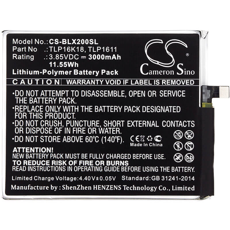 3,85V, Li-Polymère, 3000mAh, Batterie de smartphone compatible avec Blu, C766144300t, L0090, L0091uu, 11,55Wh Mobile, Smartphone Cameron Sino Technology Limited (Smartphone)