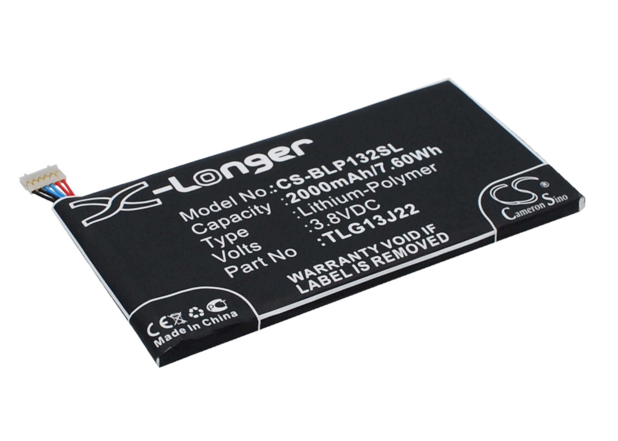 3.8V, Li-Polymer, 2000mAh, SmartPhone battery fits Blu, Wiko, Tlg13j22, L132l, Life One X, 7.6Wh Mobile, SmartPhone Cameron Sino Technology Limited (Smartphone)