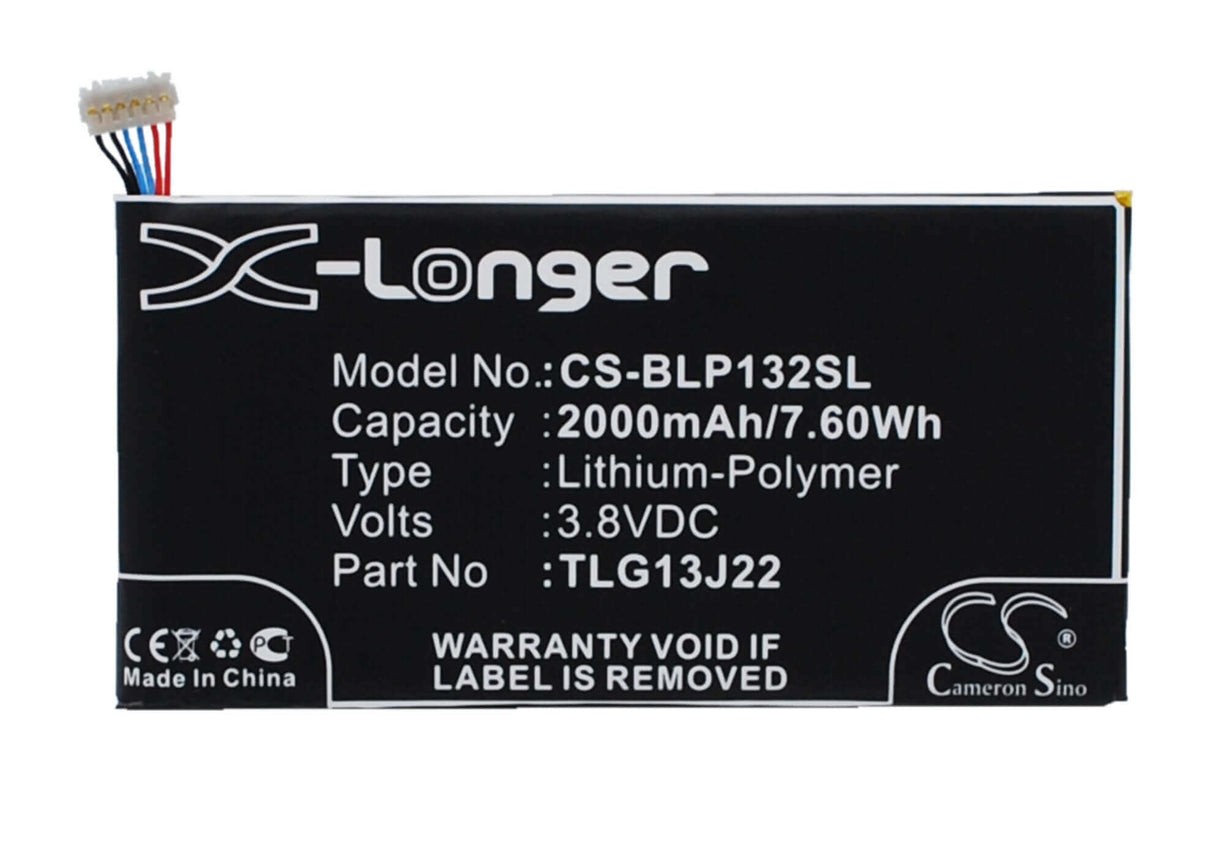 3.8V, Li-Polymer, 2000mAh, SmartPhone battery fits Blu, Wiko, Tlg13j22, L132l, Life One X, 7.6Wh Mobile, SmartPhone Cameron Sino Technology Limited (Smartphone)
